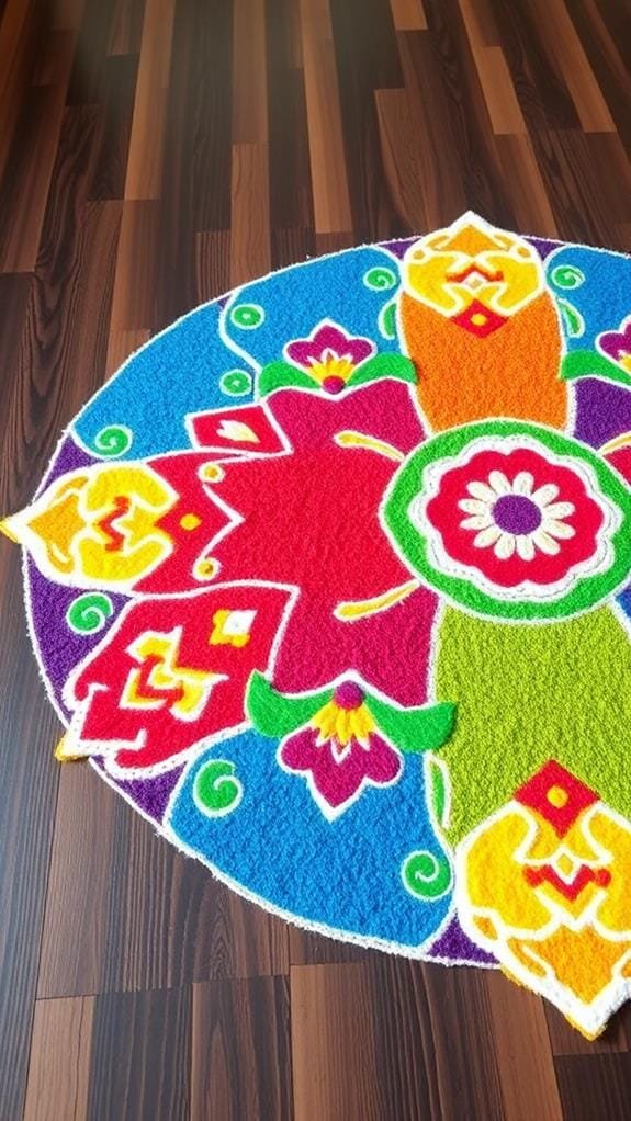 vibrant geometric floor art